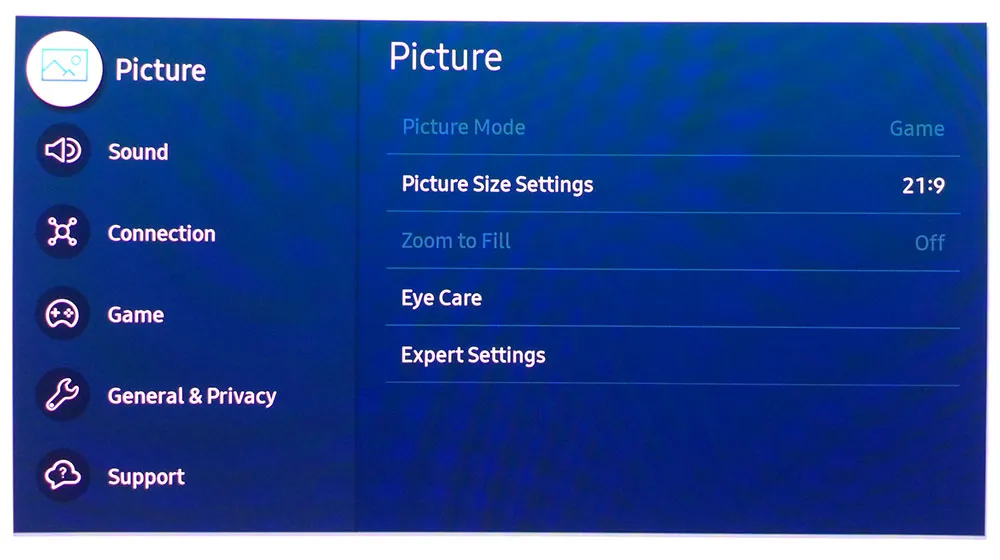 OSD Features of the Samsung OLED G8