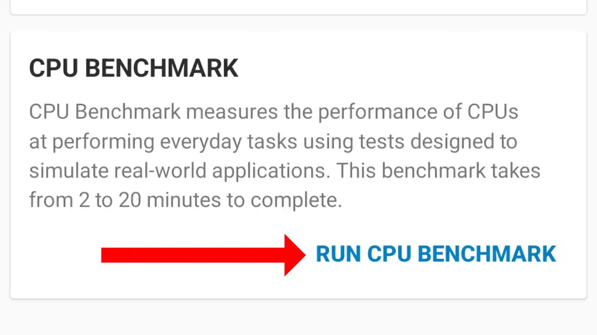 How to benchmark Android CPU BENCHMARK