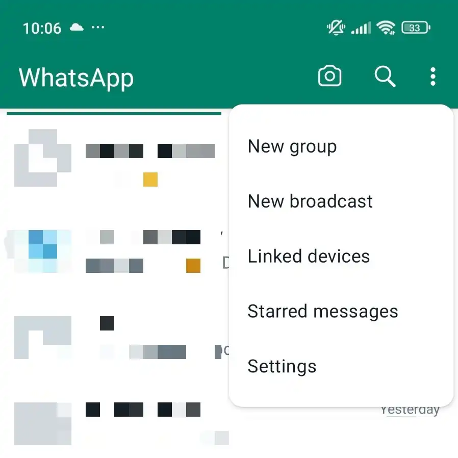 WhatsApp linked devices settings