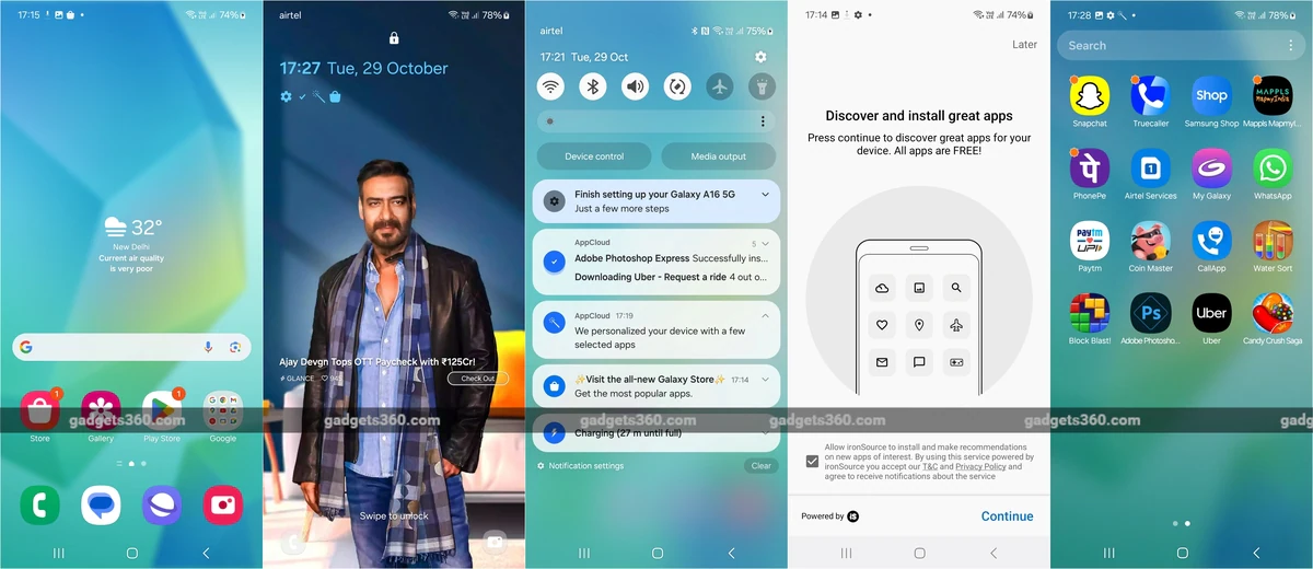 يعمل هاتف Samsung Galaxy A16 5G على واجهة One UI 6.1، والتي تعتمد على نظام التشغيل Android 14 (انقر للتوسيع)