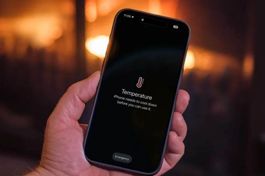 overheat warning iphone fireplace