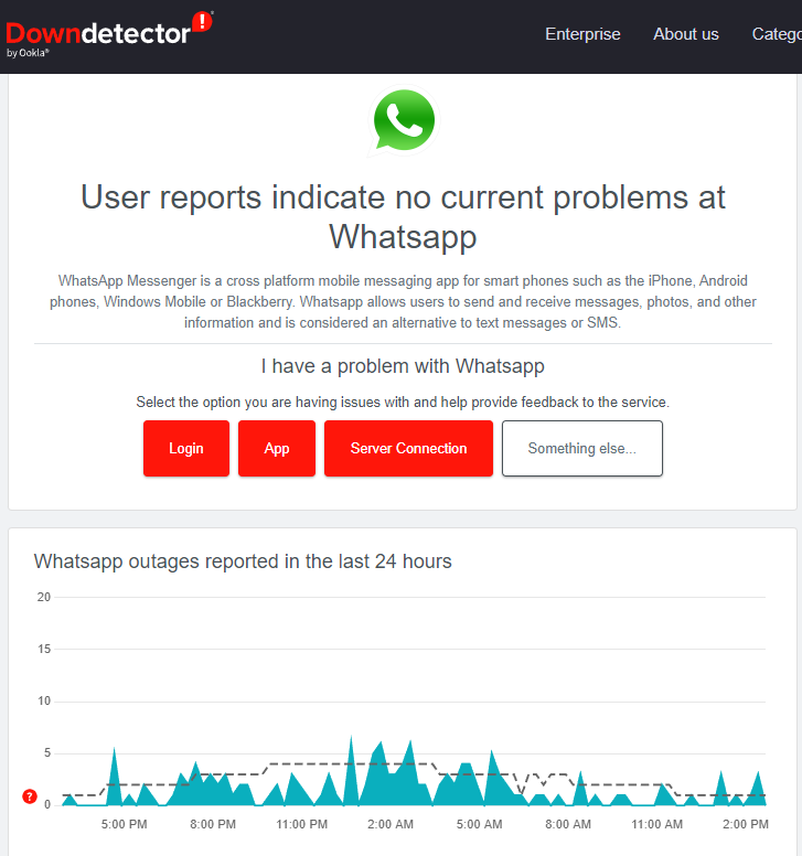 WhatsApp outage report downdetector