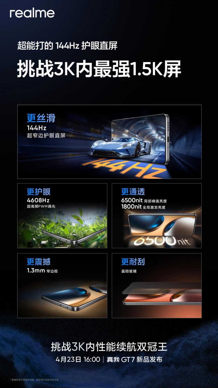 Realme GT 7 display specs 864x1536 1