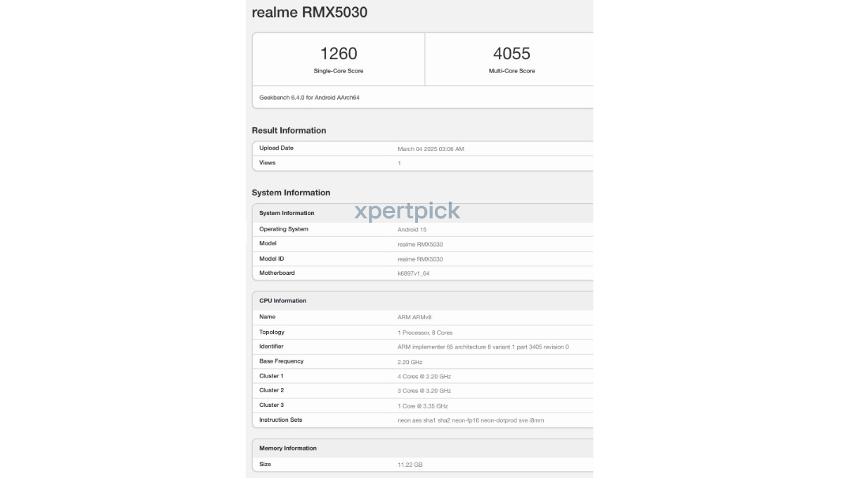 Realme P3 Ultra Geekbench