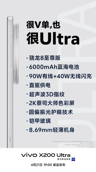 Vivo X200 Ultra confirmed specs