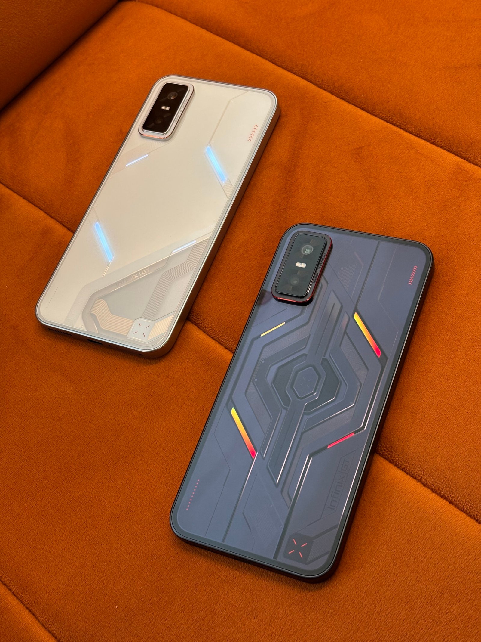 Infinix GT 30 Pro in Dark Flare and Blade White