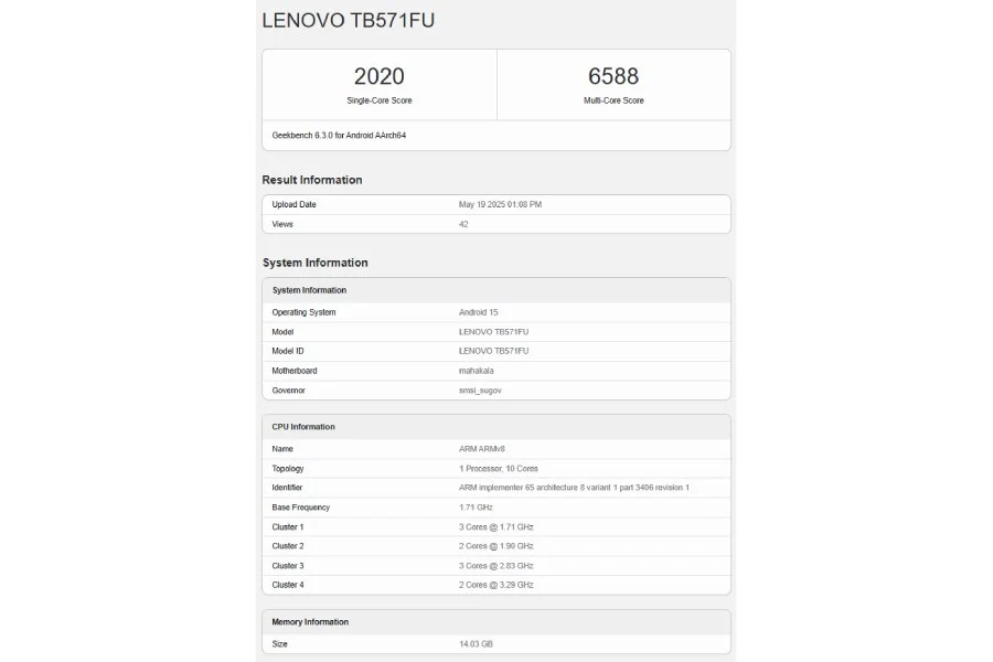 Lenovo SS1101 geekbench