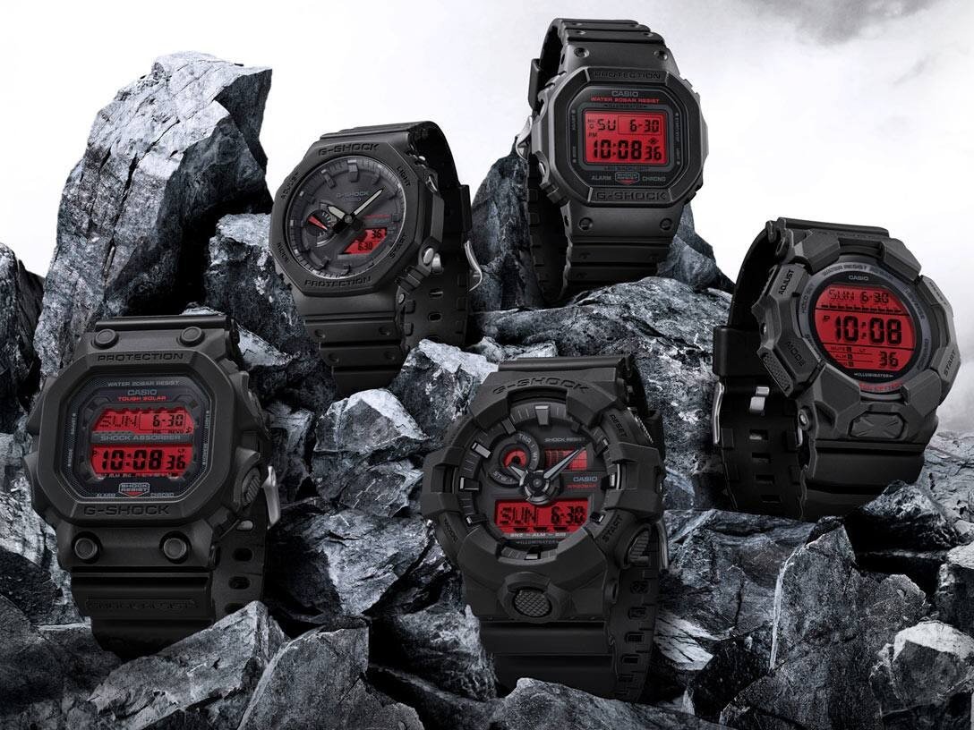 Casio Black and Bold Red G Shocks