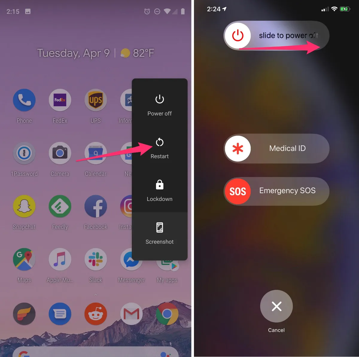 restart android iphone