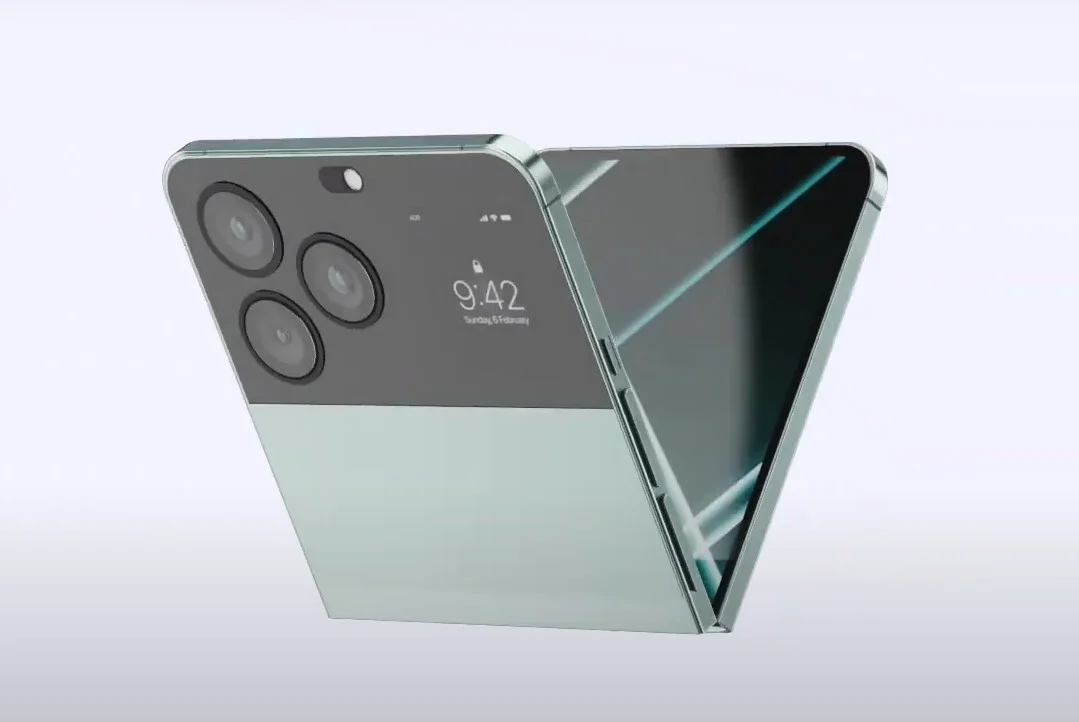 قد يكون هاتف iPhone Flip قيد التطوير حيث تستكشف شركة Apple تصميمًا قابلًا للطي على شكل صدفة 1 iPhone Flip concept image